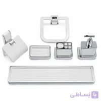 ست اکسسوری 6 تیکه سرویس بهداشتی سفید کروم | بهترین قیمت