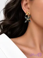 گوشواره پشت گل میناکاری مشکی