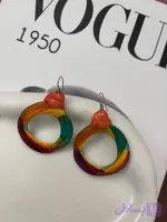 گوشواره چوبی مدل آبرنگی