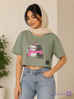 تیشرت کراپ طرح کیتی فری سایز جنس نخ پنبه خنک مناسب این فصل ضدحساست بدون پلاستیک درچهاررنگ جذاب