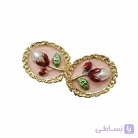 گوشواره میخی میناکاری مرواریدی طرح قاب