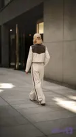 کت و شلوار زنانه سافایر کتان کرم Leilymoda استایل اُوِر و شلوار بگ