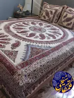 ست رو تختی دونفره قلمکار شیخی سایز 220 در 280 طرح بته جقه