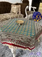 رومیزی چاپ قلمکار شیخی طرح صندوقی سایز ۱۲۰×۱۲۰ سانتی‌متر