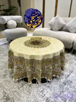 رومیزی گرد چاپ قلمکار شیخی طرح ترنجی قطر ۱۸۰