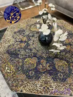 رومیزی مربع ترمه ۱۰۰٪ ابریشم درجه یک ۸ رنگ – زمینه سرمه‌ای
