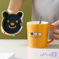 ماگ خرس بیسکویتی درب دار