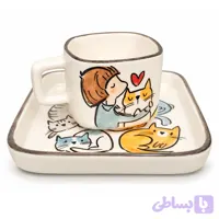 ست ماگ وزیرماگی مربع طرح گربه کد 3-17802