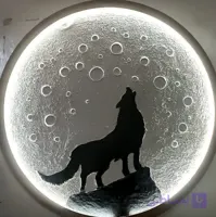 تابلو دکوراتیو طرح ماه و گرگ  قطر ۷۰