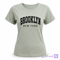تیشرت زنانه ZARA اورجینال سبز سدری چاپ BROOKLYN