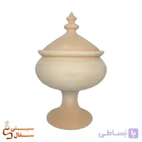 آجیل خوری سفالی خام پایه دار درب دار سایز بزرگ ارتفاع ۳۰ cm (بیس نقاشی اکریلیک و پتینه)