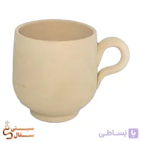 لیوان ماگ سفالی خام دسته‌دار سنتی (بیس نقاشی اکریلیک، میناکاری سرد، لعاب و پتینه)