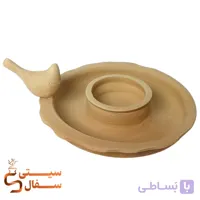 جاشمعی سفالی خام طرح پرنده و لبه دالبری (بیس نقاشی، پتینه و سفره هفت سین)
