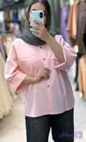 شومیز زنانه مدل باکسی رنگ صورتی