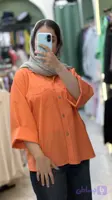 شومیز زنانه مدل باکسی رنگ نارنجی