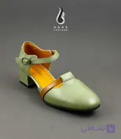 کفش تابستانی پاشنه دار زنانه چرم اصل طبیعی سبز کد1594