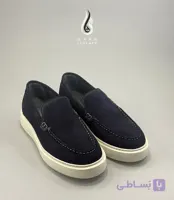 کفش اسپرت کژوال مردانه سرمه ای چرم طبیعی کد 1371