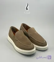 کفش اسپرت کژوال مردانه کرمی چرم طبیعی کد 1370