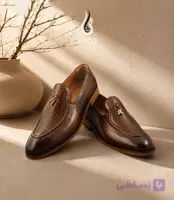 کفش چرم مردانه لوفر دست دوز قهوه ای کد 1358