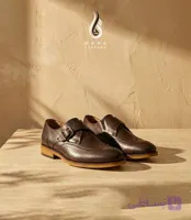 کفش چرم مردانه دست دوز سگک دار قهوه ای کد 1356