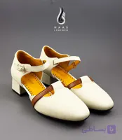 کفش تابستانی پاشنه دار زنانه چرم اصل طبیعی سفید کد1593