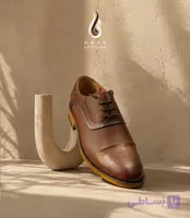 کفش چرم دست دوز مردانه قهوه ای کد 1354