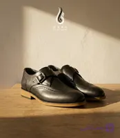 کفش چرم مردانه دست دوز سگک دار مشکی کد 1357