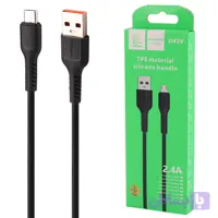 کابل میکرو یو اس بی فست شارژ 2.4 آمپر دنمن D42V طول 1 متر