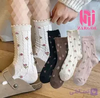 جوراب ساقدار گل برجسته لب کنگره