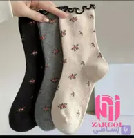جوراب ساقدار لب فر گلدار زنانه
