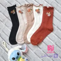 جوراب ساقدار لب فر گل برجسته دخترانه