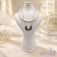 گردنبند دوتایی زنانه مروارید و زنجیر خورشید نصفه