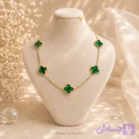 گردنبند ونکلیف سبز زمردی با زنجیر طلایی
