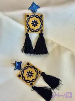 گوشواره‌ی کاشی اسلیمی منگوله‌دار