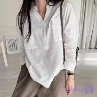 شومیز جلو بسته تمام نخ گل برجسته فری سایز