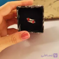 انگشتر زنانه مار سیلور نگین قرمز آبکاری رادیوم