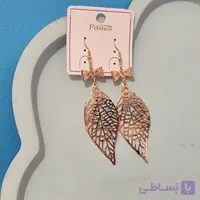 گوشواره طلایی پاپیون و برگ استیل رنگ ثابت