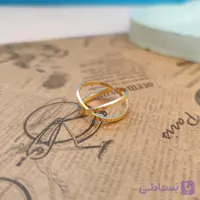 انگشتر زنانه حلقه تو حلقه طلایی آبکاری رادیوم