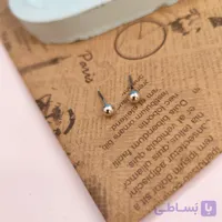 گوشواره (روگوشی)تک مروارید درشت استیل رنگ ثابت سیلور