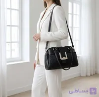 کیف زنانه دستی مدل جلو سگک‌دار جنس چرم مصنوعی خارجی