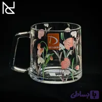 ماگ بلوری مدل وانیک گلدار طرح گل صورتی | سایز بزرگ