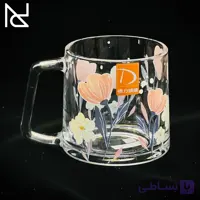 ماگ بلوری مدل وانیک گلدار طرح گل زرد | سایز بزرگ