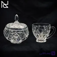 ست فنجان و قندان بلوری طرح لوزی