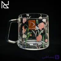 ماگ بلوری مدل وانیک گلدار طرح گل صورتی | سایز بزرگ