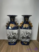 یک جفت گلدان سرمه ای دنسی قدیمی