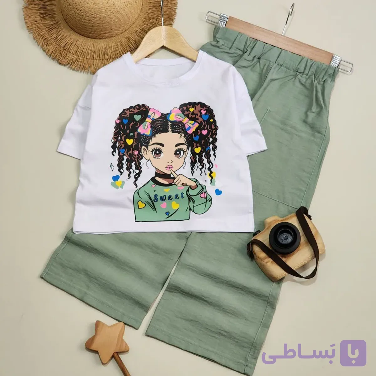 کراپ و شلوار دخترانه موفرفری