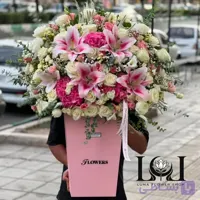 باکس گل طبیعی لیلیوم رز BL214