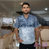 پیراهن لینن حصیری مردانه آستین آبرنگی