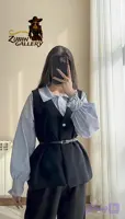 ست سه تیکه شومیز و وست و شلوار سورمه ای و مشکی و قهوه ای