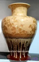 گلدان تزئینی لعاب ماکرو کریستال عسلی کد ۱۰۸